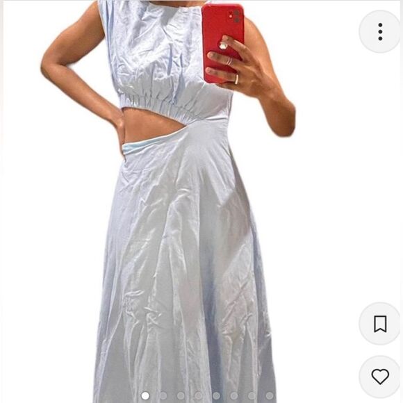 Shop Neighbor by in the beginning blue cutout between midi to maxi dress - Picture 1 of 13